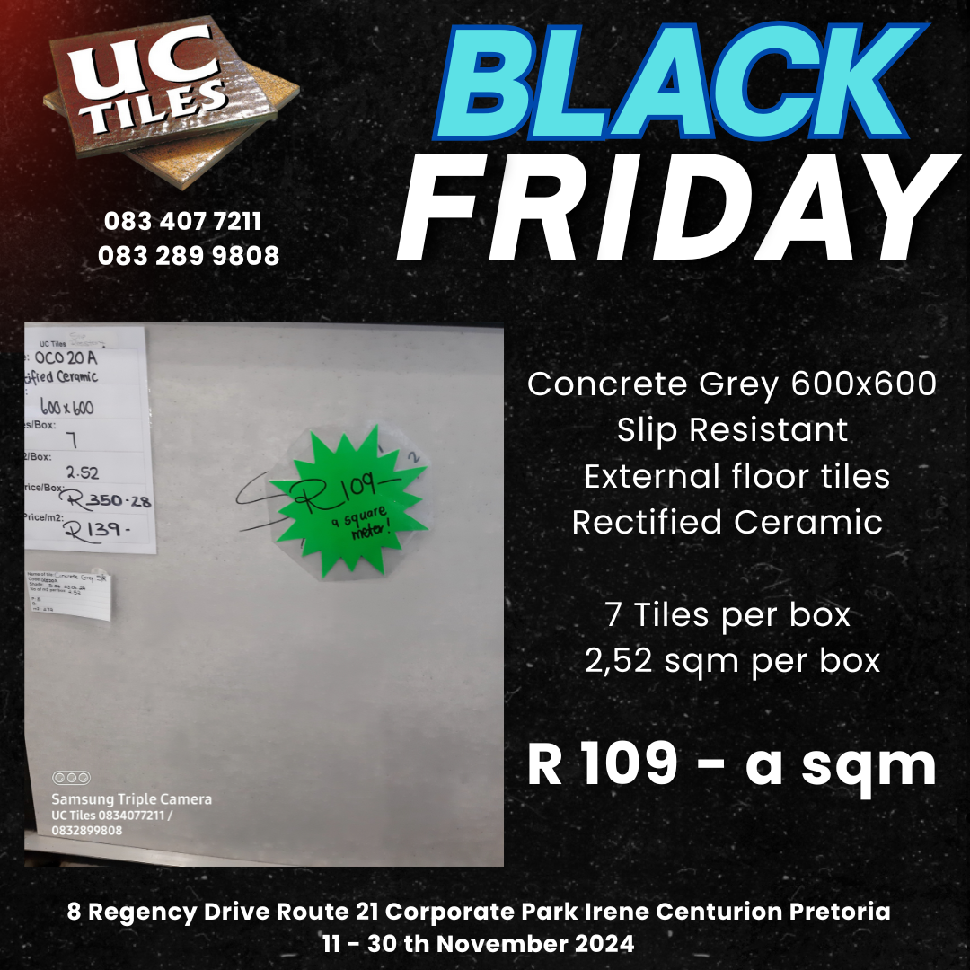 Tiles on sale for Black Friday Concrete Grey slip resistant